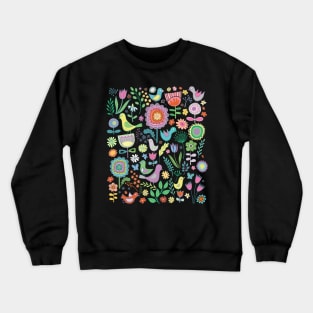 Birds and Blooms - cute floral pattern by Cecca Designs Crewneck Sweatshirt